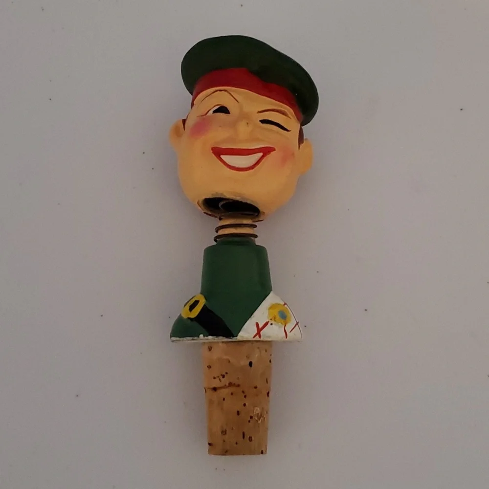 Vintage 1960 Rubens Original Bobblehead Nodder Irishman Wine Cork Bottle Stopper